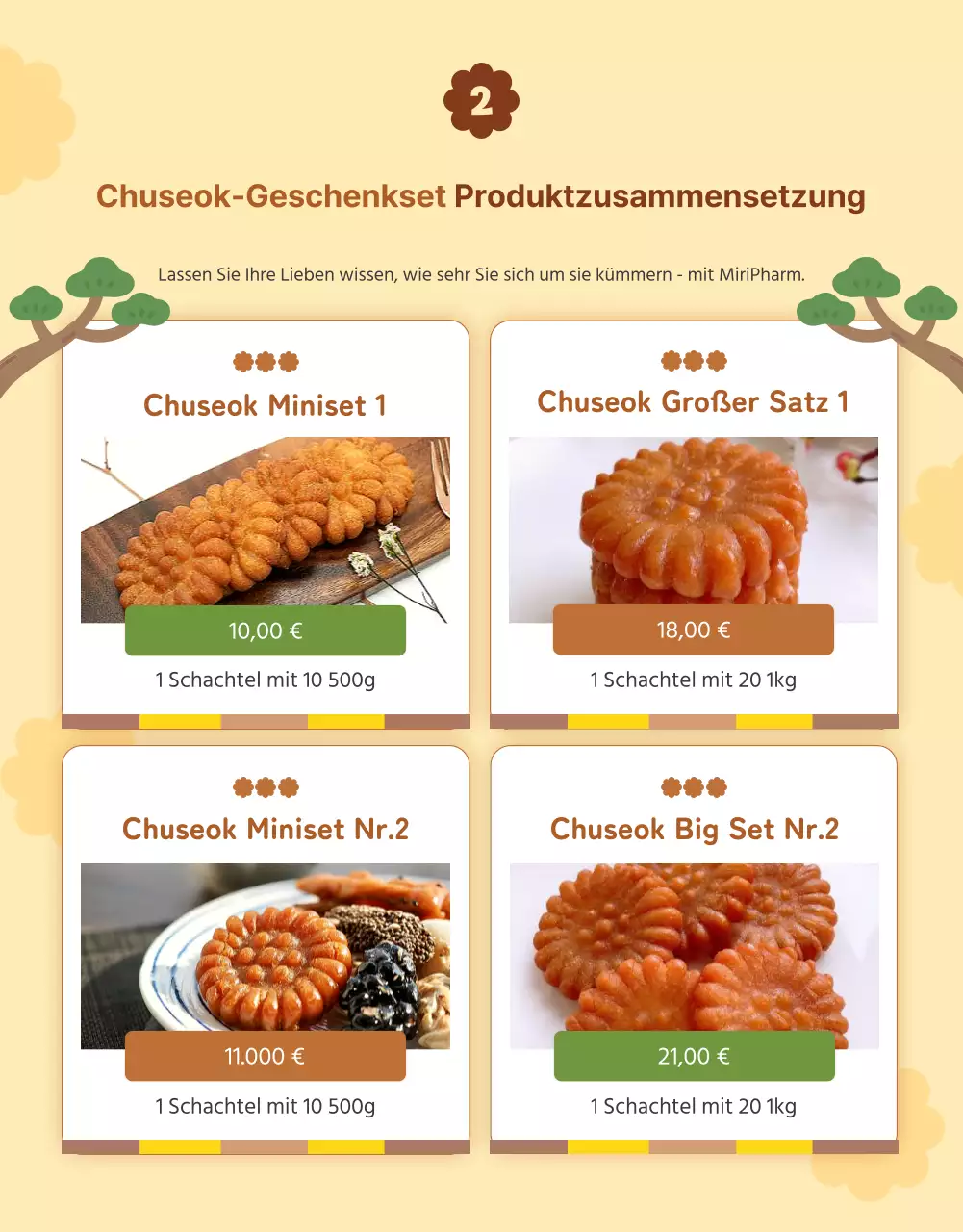 Informationen zu Obon-Geschenken in niedlichem Gelb und Braun