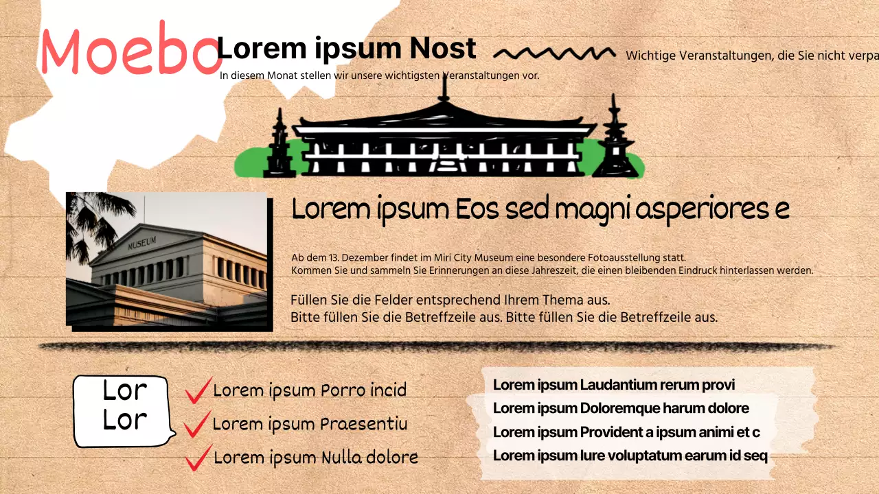 Ein Führer zu trendigen Stadtvierteln auf beigefarbenem Hintergrund