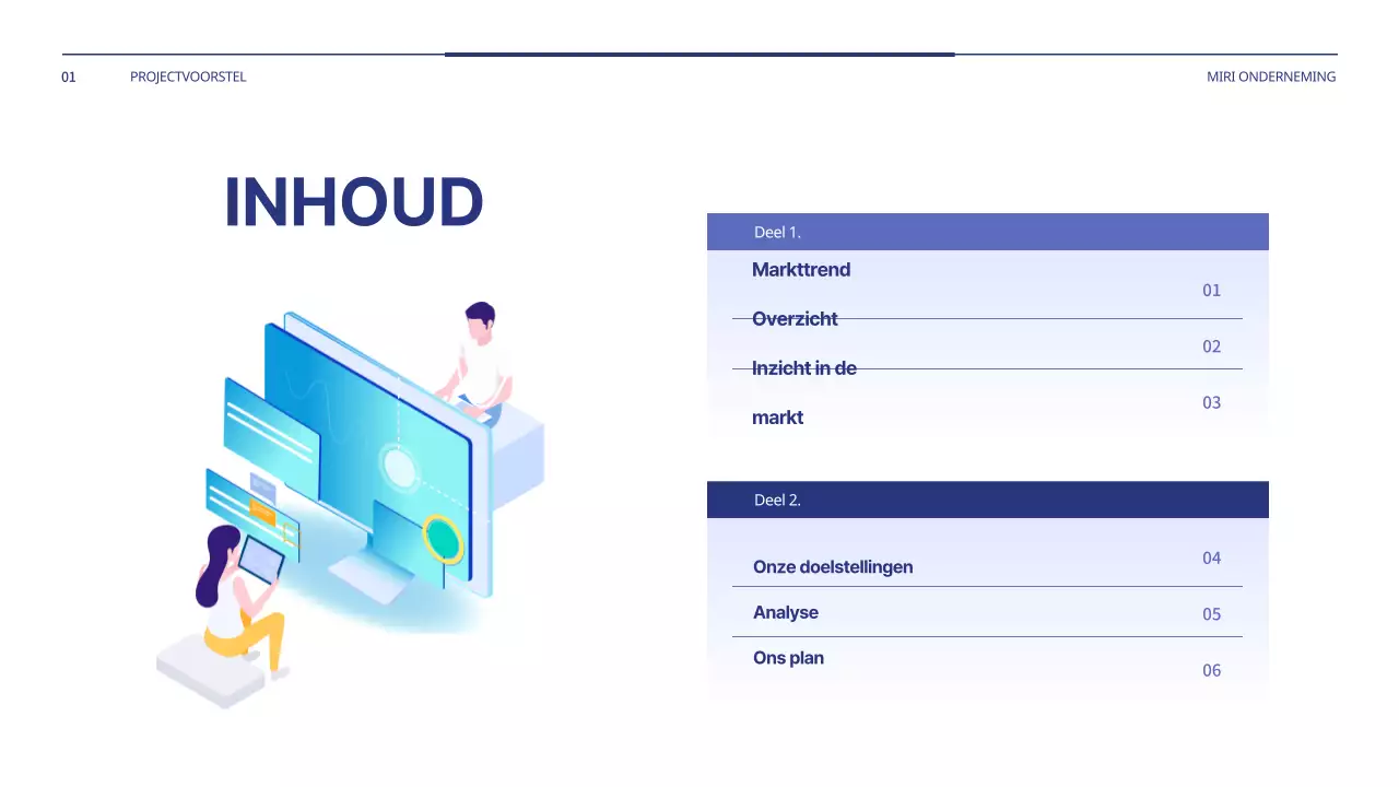 Een eenvoudig projectvoorstel in blauw