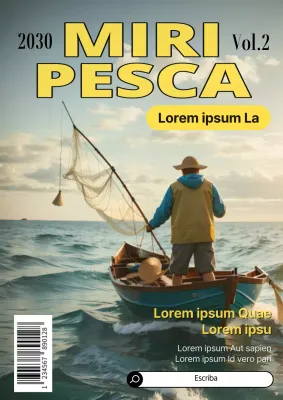 Revista mensual de pesca moderna en amarillo y azul claro