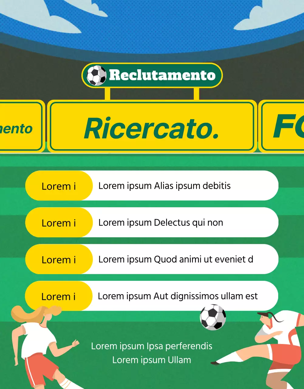 Reclutamento per la squadra di calcio femminile gialloverde