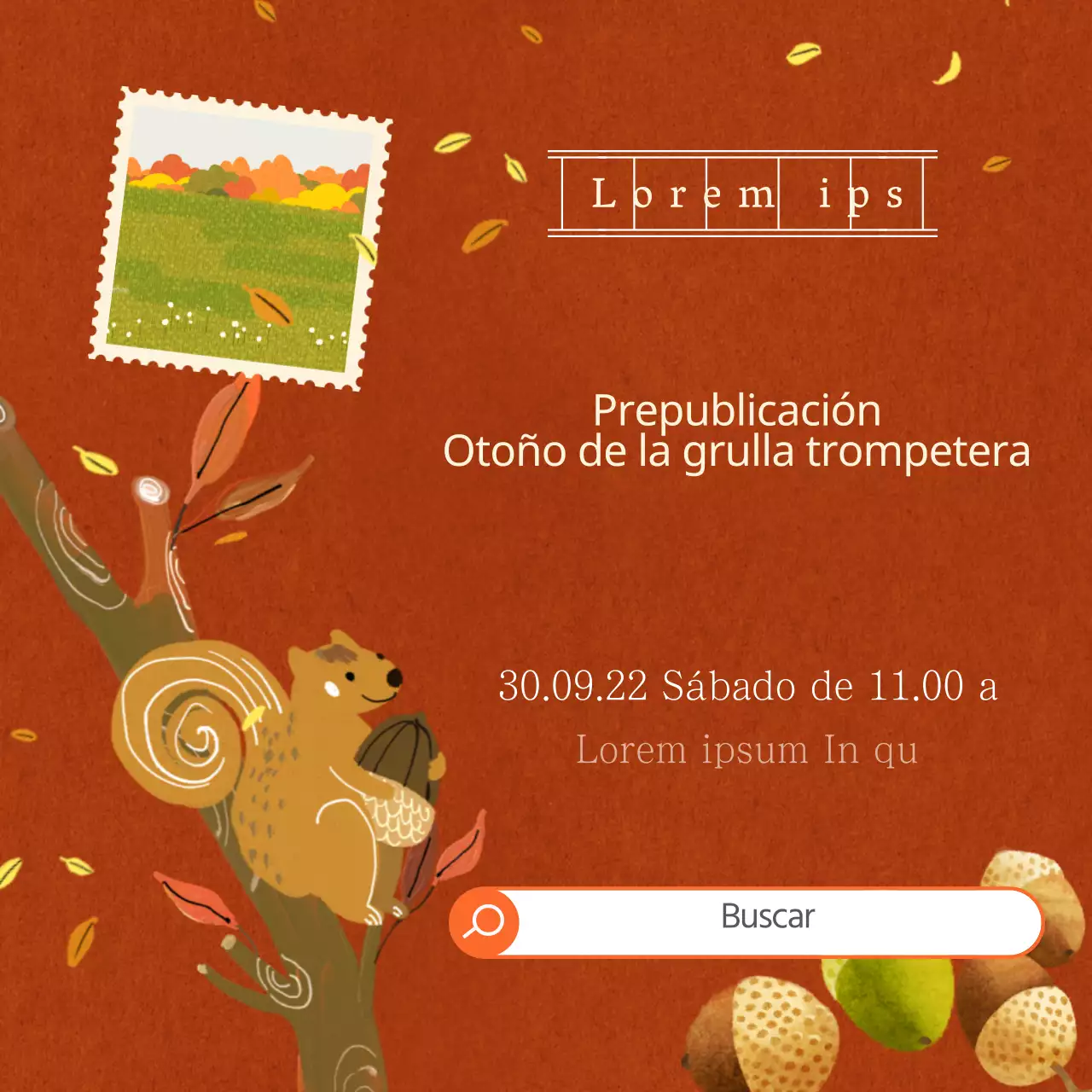 Grullas otoñales en ilustraciones de acuarela marrón