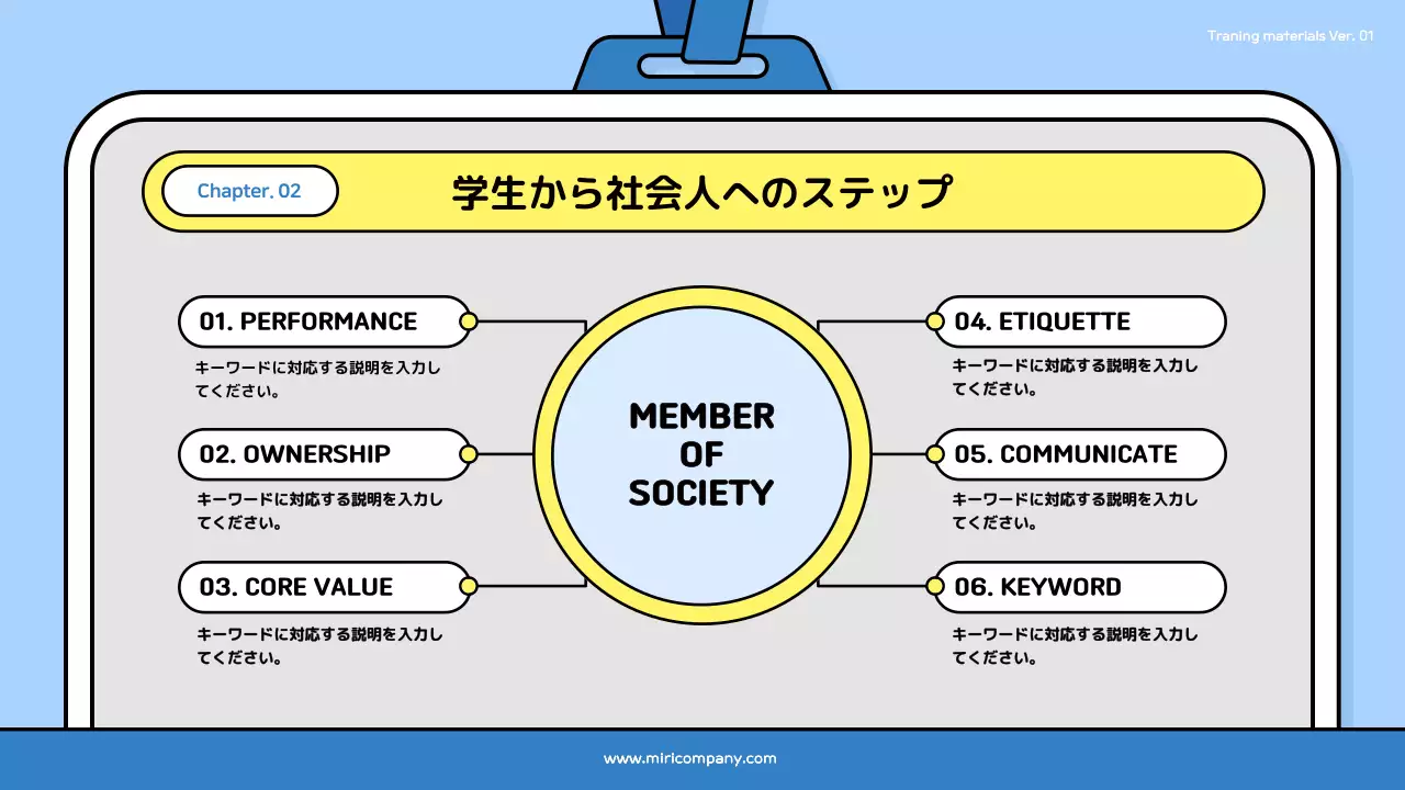 青 シンプル 職場 資料 プレゼンテーション