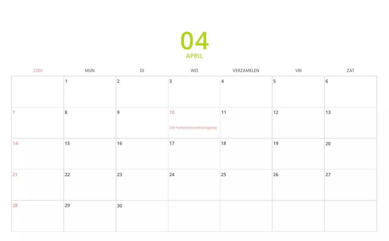 Schattige geïllustreerde groene bureaukalender met familiethema