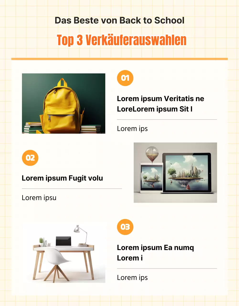 Schulanfangskollektion mit illustrierten Schulsachen auf gelbem Hintergrund