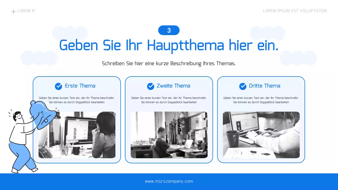 Ein einfacher Geschäftsplan in Hellblau und Blau