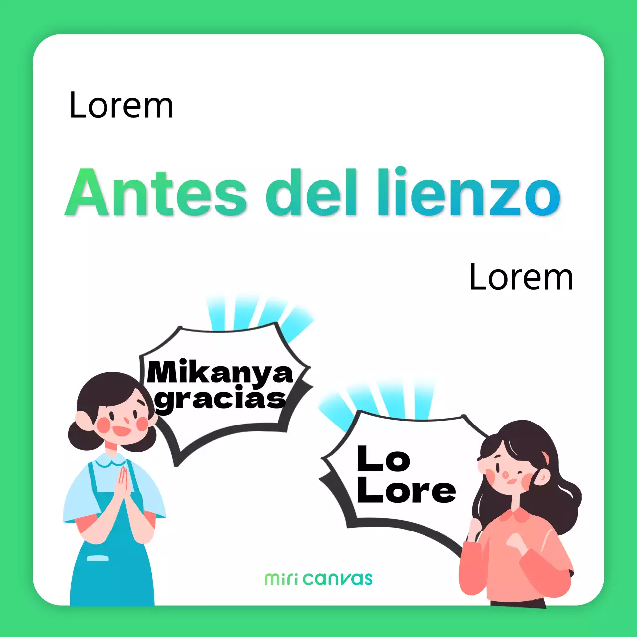 Sencillo anuncio de marketing promocional pre-lienzo en verde y azul