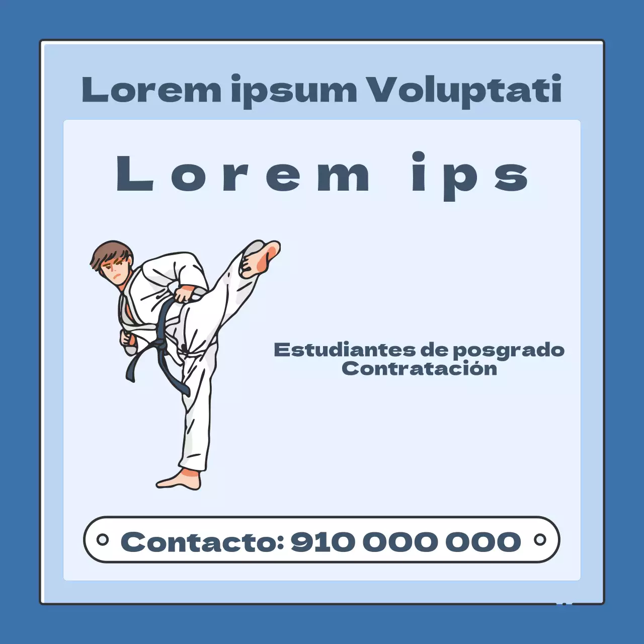 Simple anuncio azul de reclutamiento para taekwondo