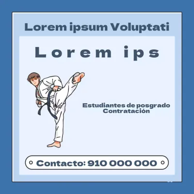 Simple anuncio azul de reclutamiento para taekwondo