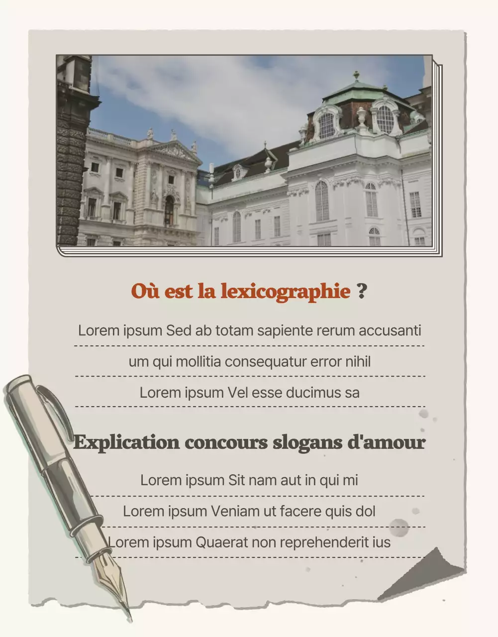 Annonce d'un concours pour un slogan littéraire d'amour de style vintage et simple en beige et marron.