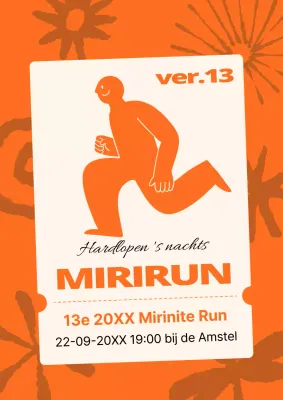 Oranje man illustratie leuk marathon ticket