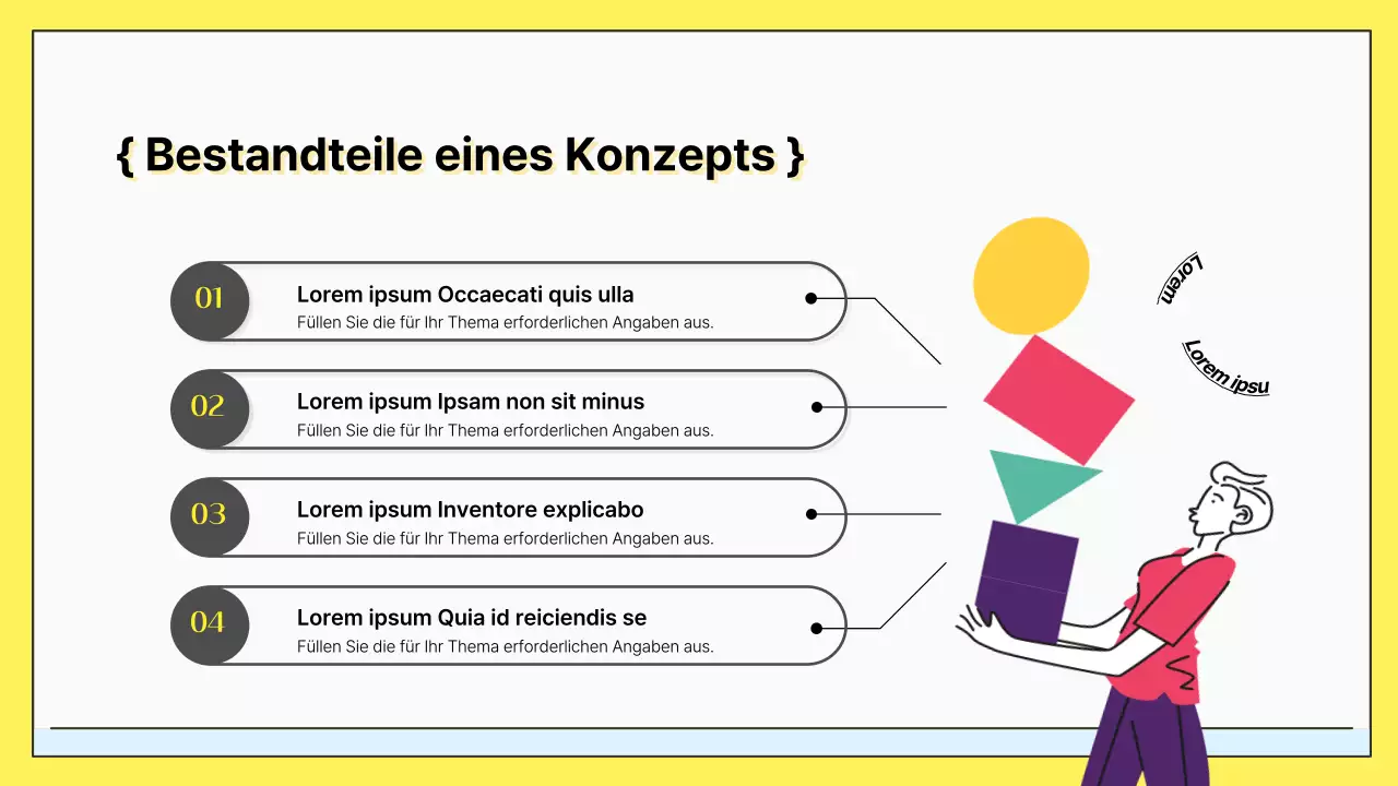 Konzeptvorschläge illustriert durch niedliche Elo-Pastellfiguren