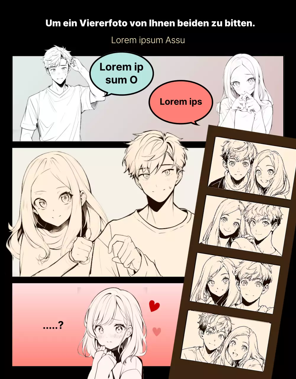 Plotten Webtoon von männlichen und weiblichen Erregung auf einem schwarzen Hintergrund