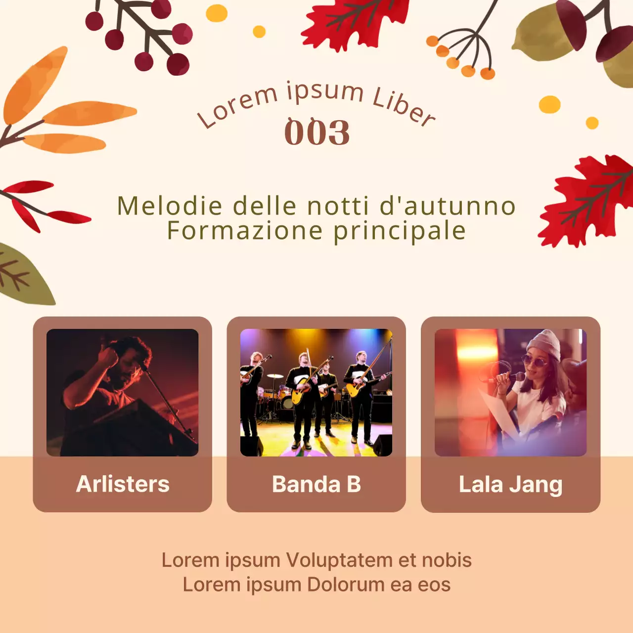 Illustrazione beige e autunnale di un festival musicale