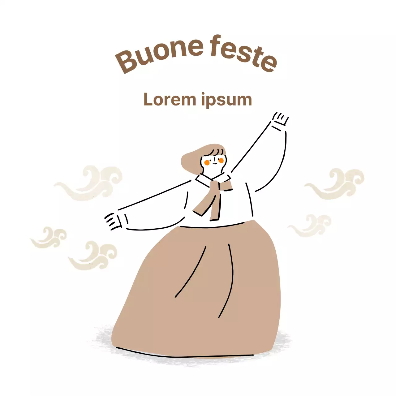 Auguri di metà autunno con una donna in hanbok beige