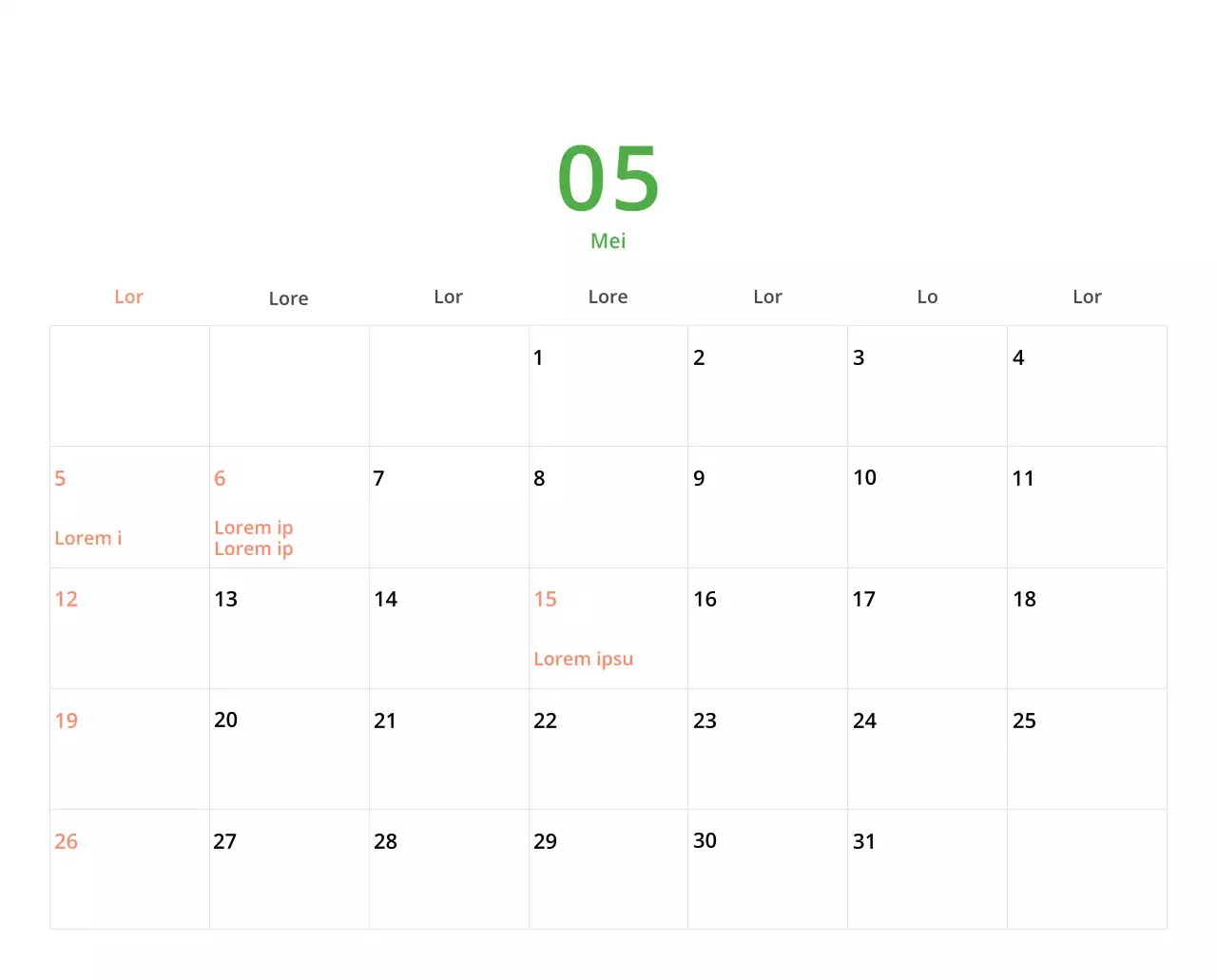 Schattige geïllustreerde groene bureaukalender met familiethema