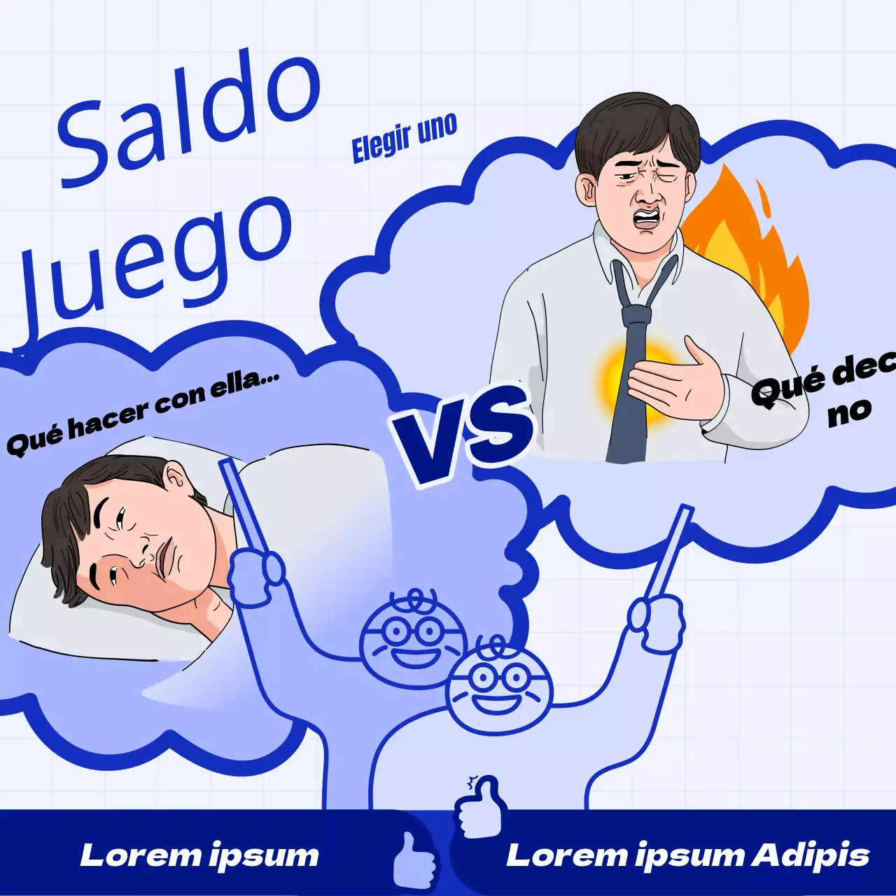 Anuncios azules y kitsch de juegos de equilibrio