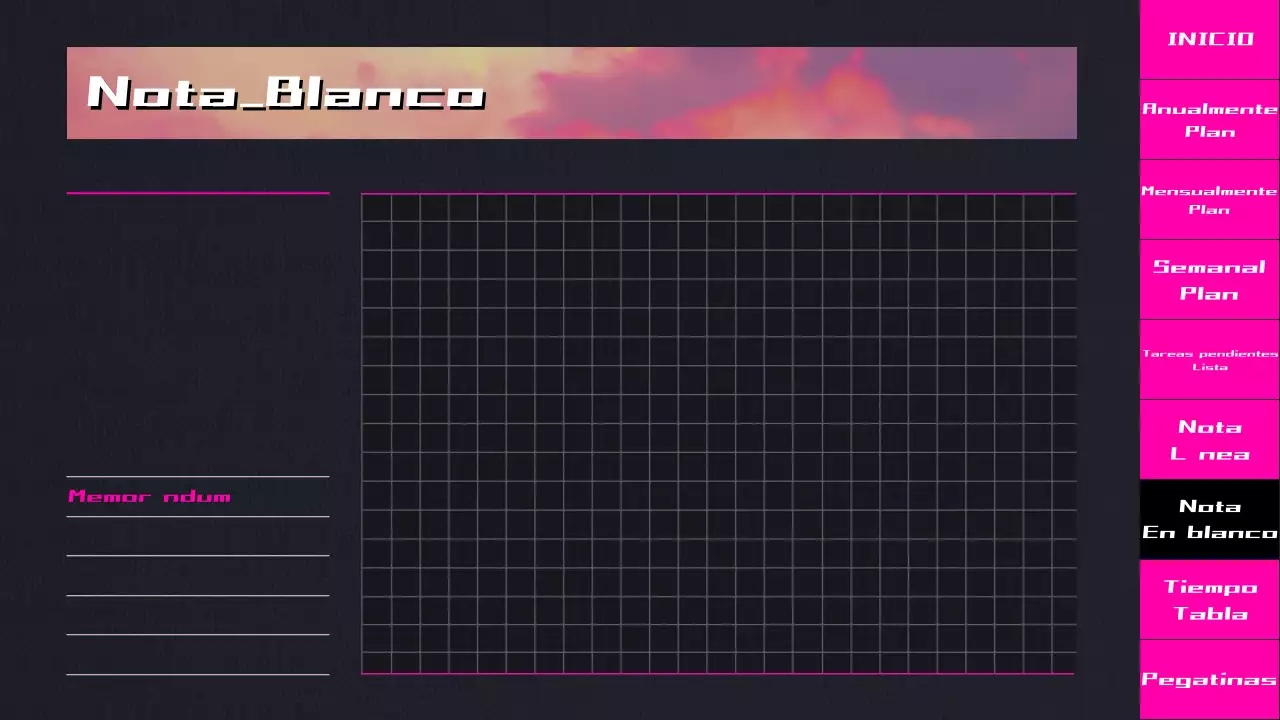 Agenda de animación CityPop en degradado negro y rosa