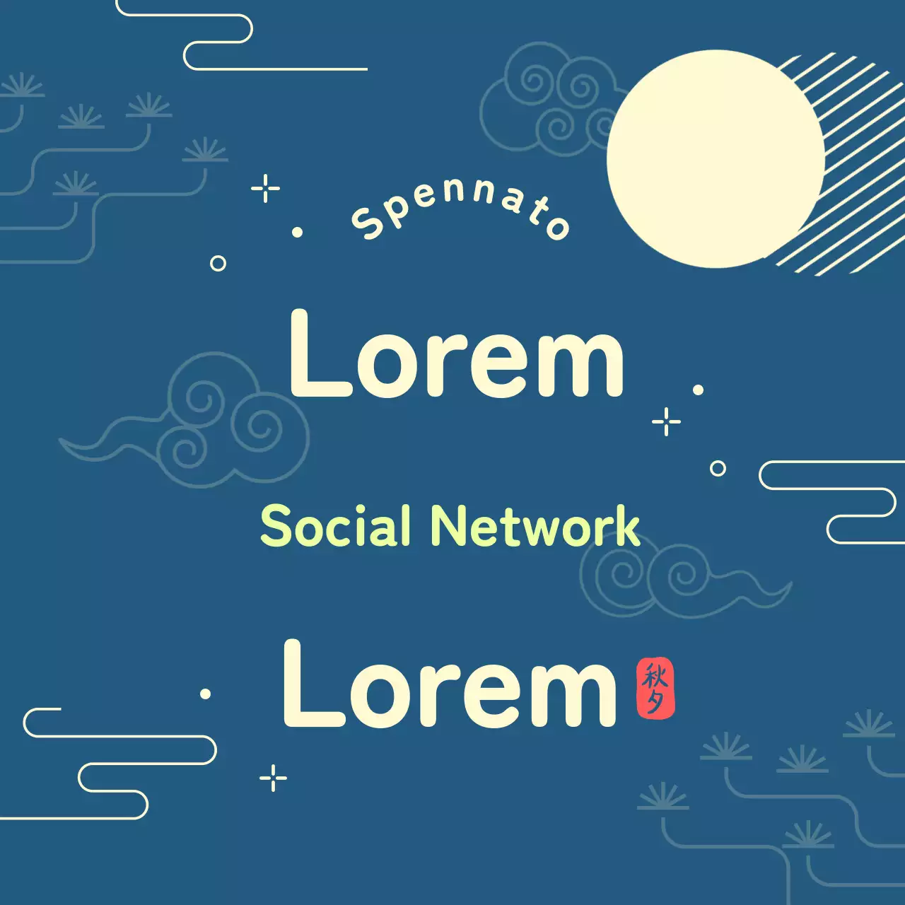 Annuncio Chuseok con motivo tradizionale e accenti chartreuse