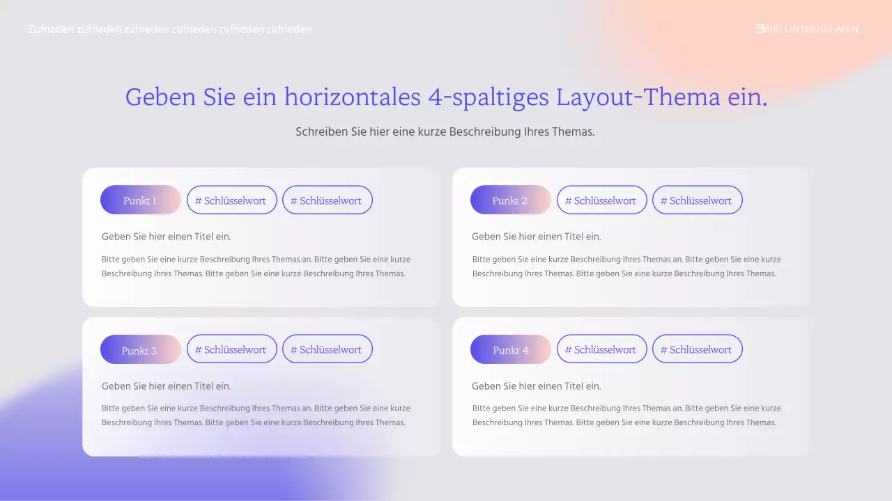 Business-Präsentationsvorlage mit violettem Farbverlauf