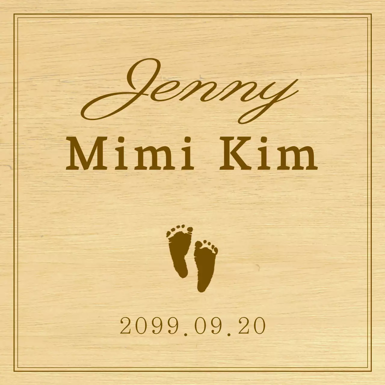 Una semplice targa ricordo in legno con testo e illustrazioni per festeggiare il primo compleanno del vostro bambino.