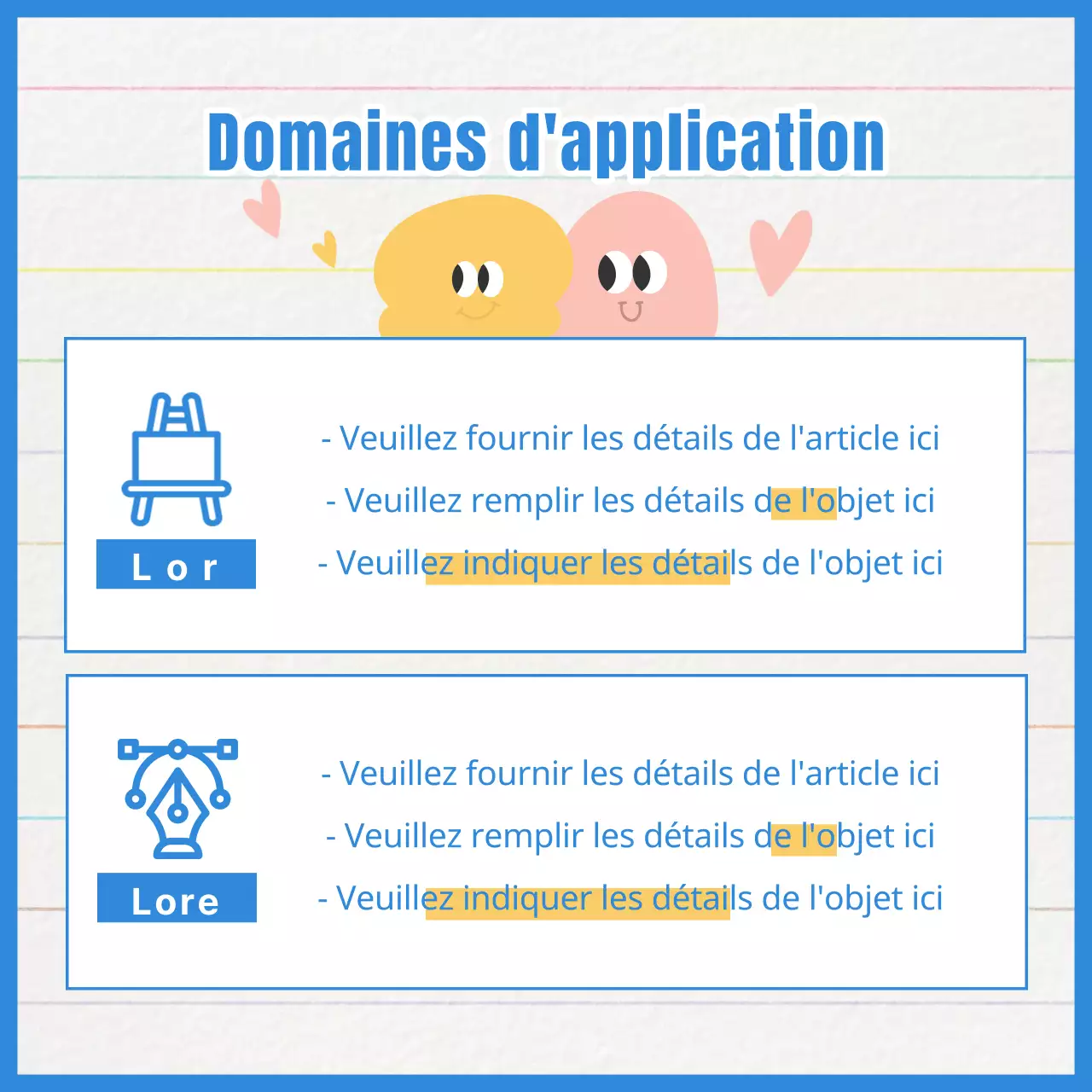 Promouvoir un concours de caractère minimaliste jaune et bleu