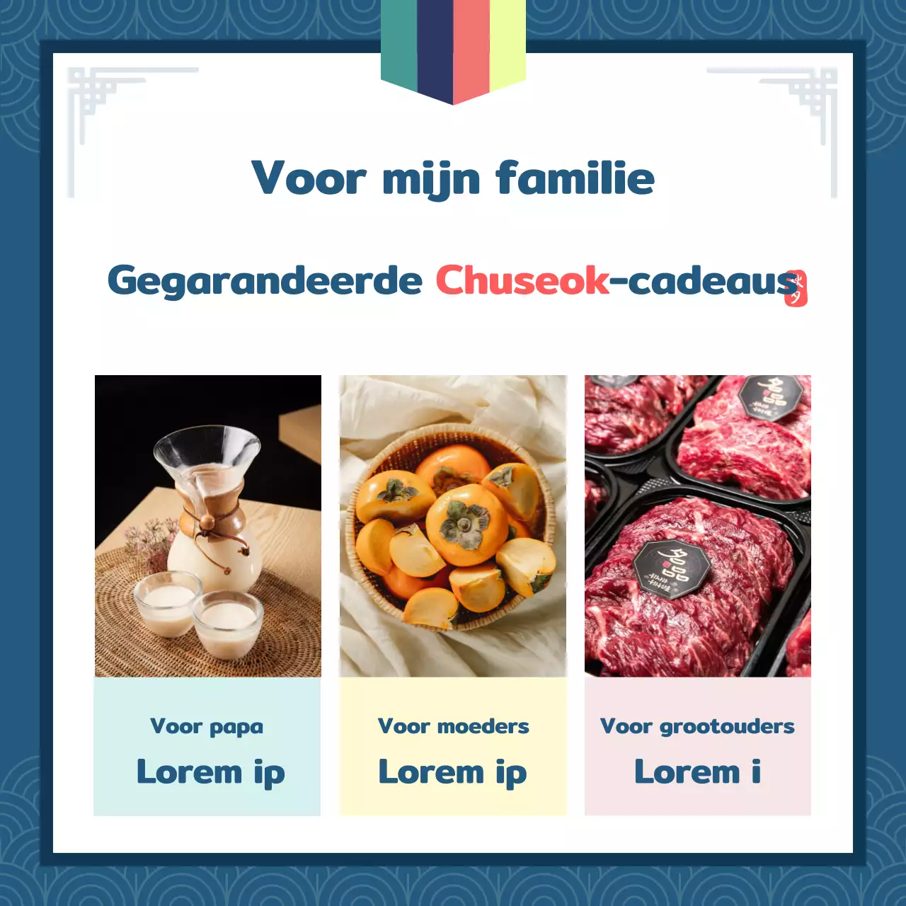 Chuseok-aankondiging in traditioneel patroon met chartreuse accenten