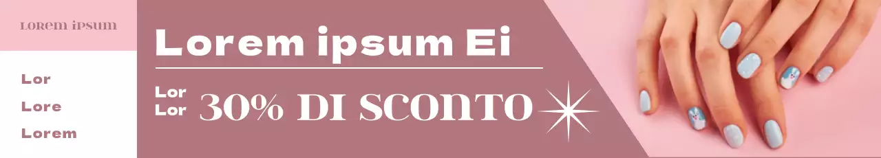 Striscione per eventi con biglietto d'esame in rosa con immagine di nail art