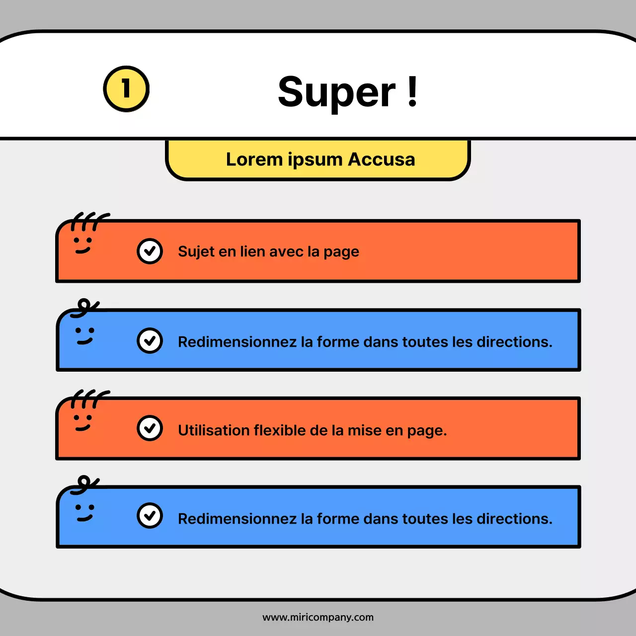 Cartes conceptuelles de personnages mignons en orange et bleuNews Kit