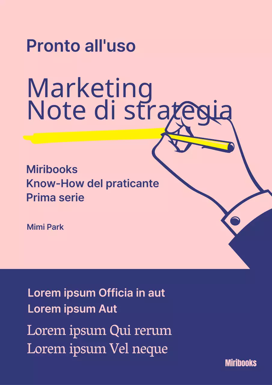 Una nota di strategia di marketing pulita e monocromatica in rosa blu navy