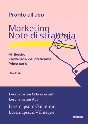 Una nota di strategia di marketing pulita e monocromatica in rosa blu navy