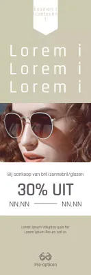 Een banner voor een korting op examentickets met een afbeelding van een vrouw met een zonnebril.