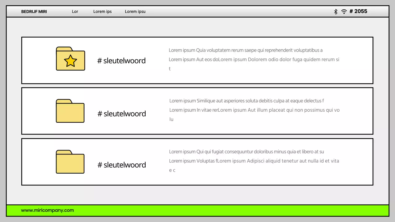 Eenvoudige computer desktop UI in grijs en chartreuse Bedrijfsprofiel
