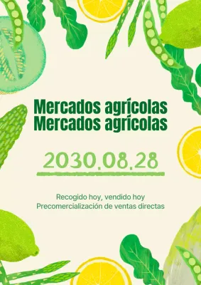Contenido del mercado agrícola con un toque verde y de ilustración dibujada