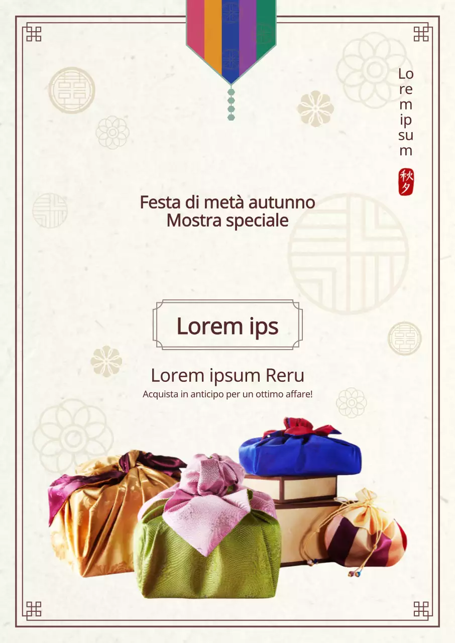 Uno sguardo pulito e tradizionale sulla festa di Hanukkah, con illustrazioni di motivi ornamentali e foto di furoshiki.