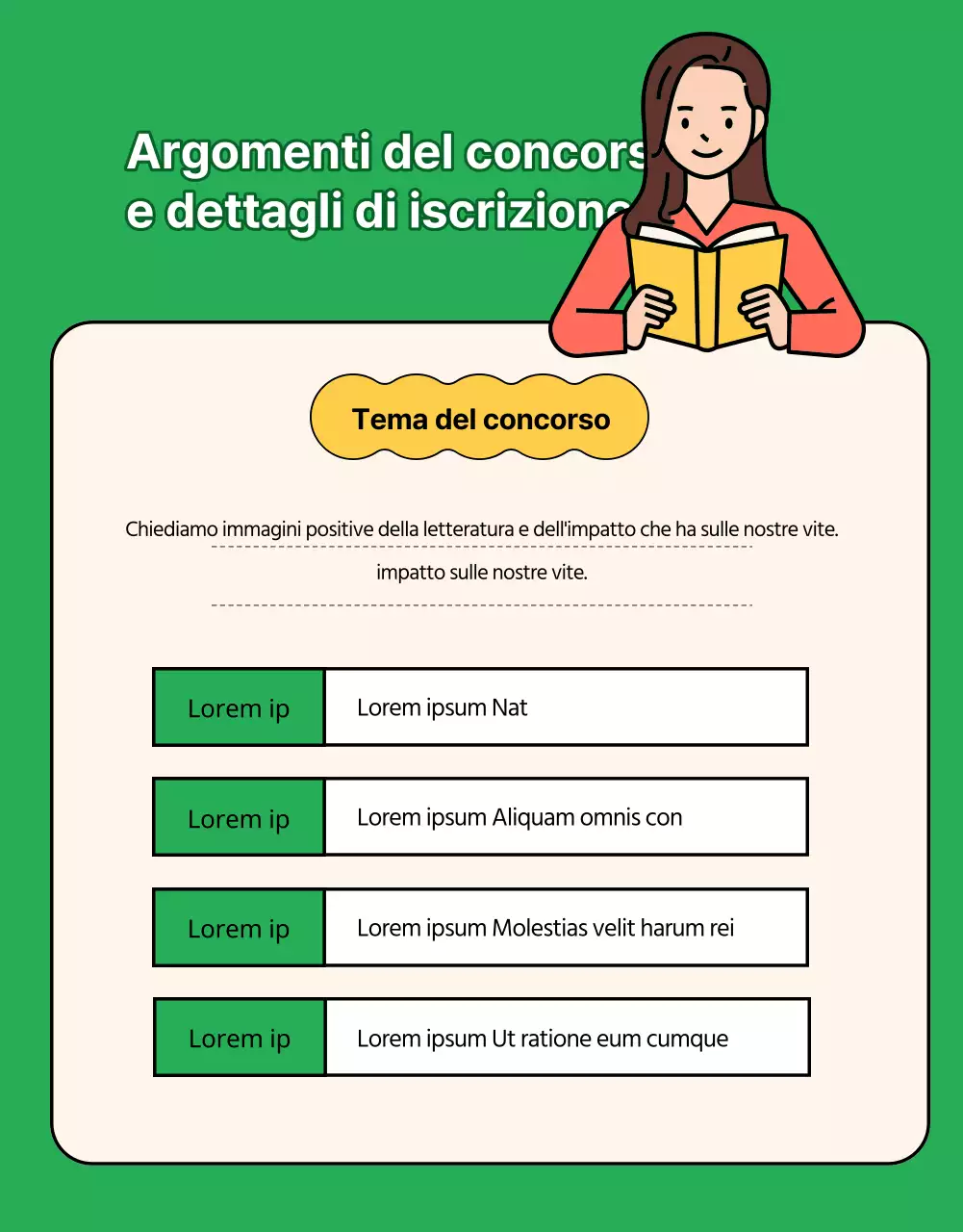 Concorso per la tagline dell'illustrazione del libro verde e giallo