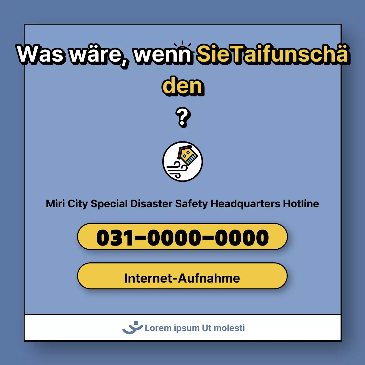 Ein Beitrag über den Umgang mit Taifunschäden in Blau und Gelb