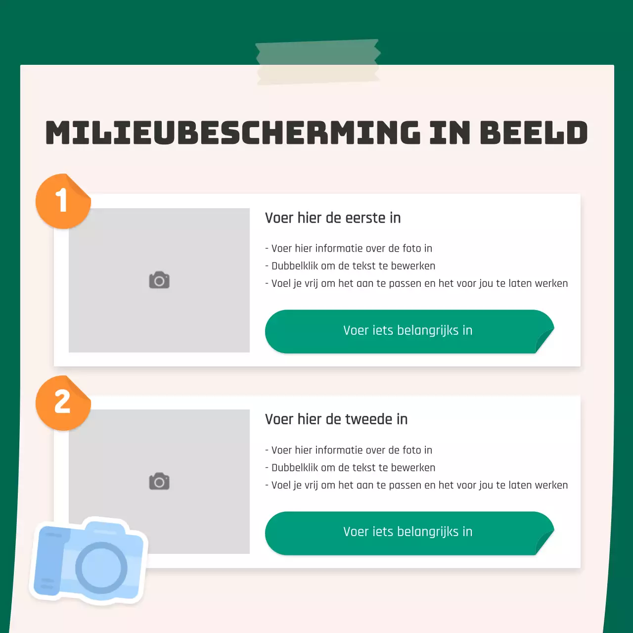 Een schattig oranje en groen stickerconcept voor het milieu CardNews