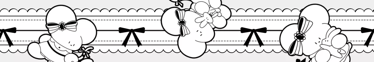 Objectos decorativos com ilustrações a preto e branco de personagens de ratinhos engraçados