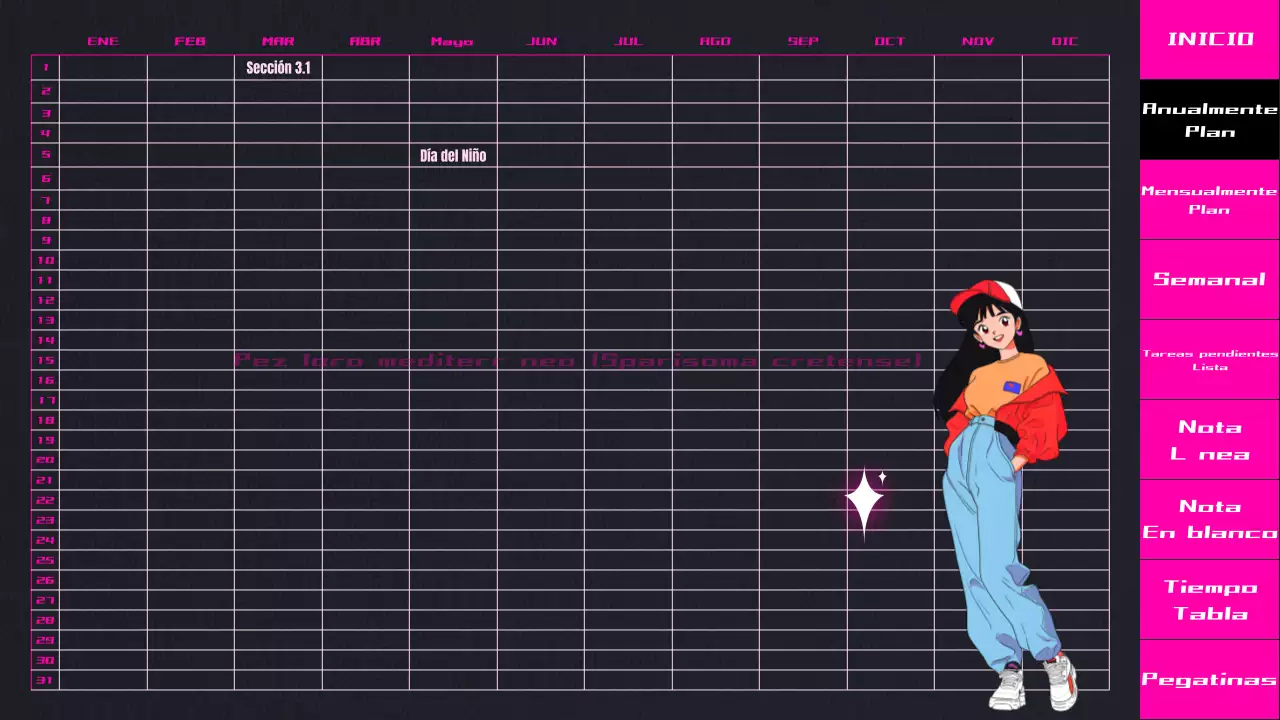 Agenda de animación CityPop en degradado negro y rosa