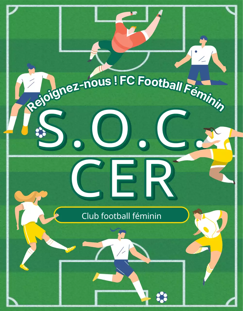 Recrutement pour l'équipe verte et jaune de football féminin