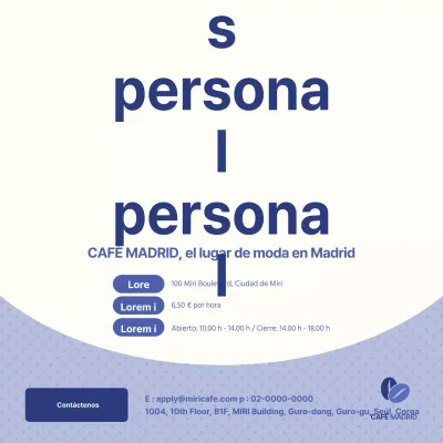 Anuncio de empleo de barista en malva y blanco con texto resaltado V2