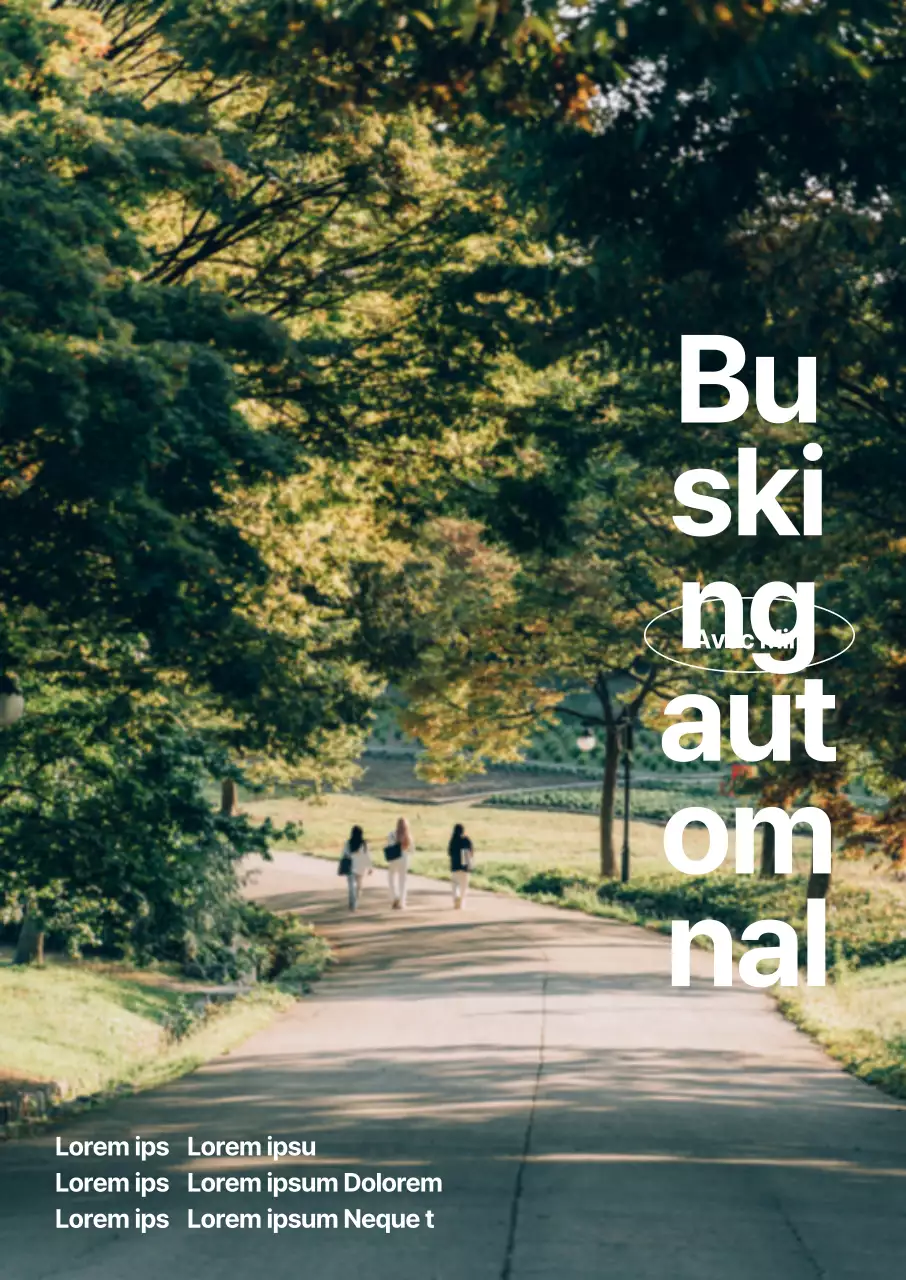 Une performance automnale accentuée par des photographies de forêts et une police de caractères audacieuse.