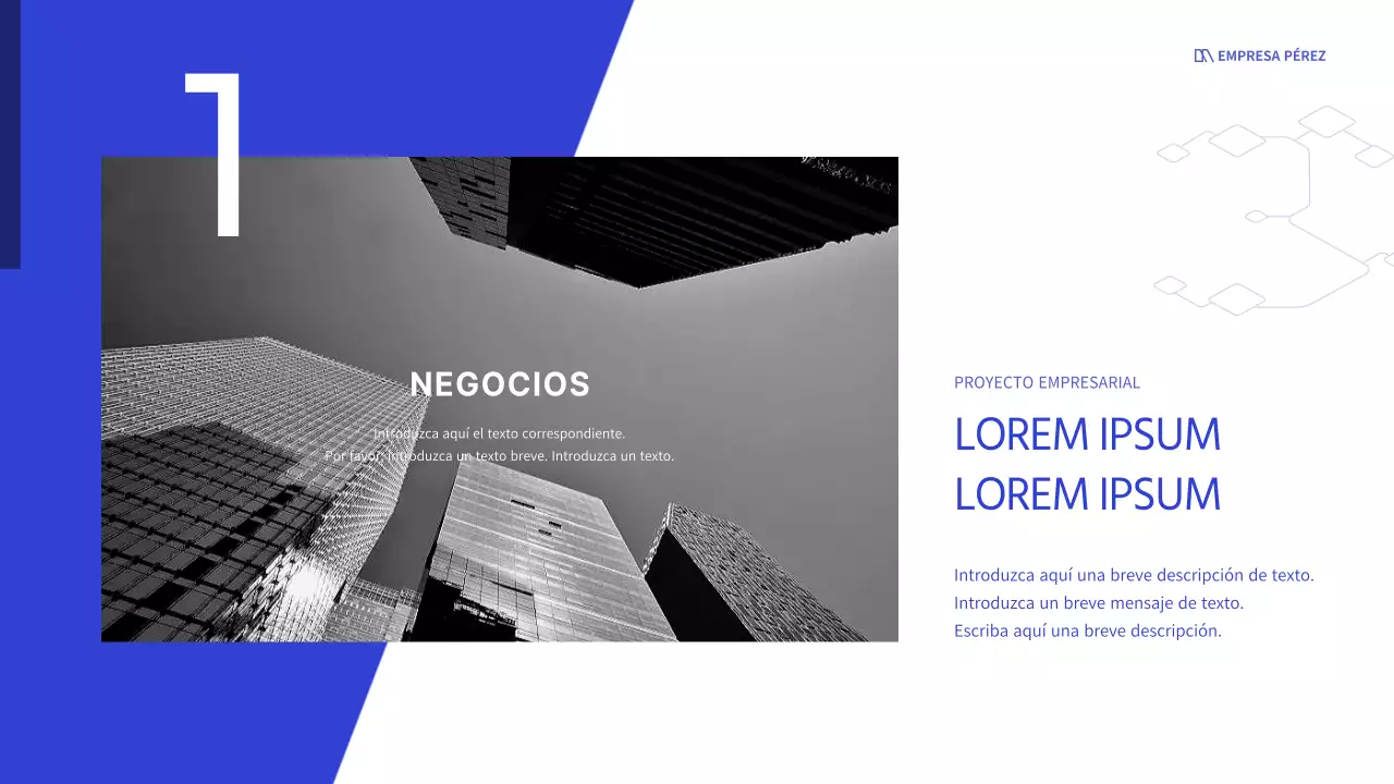 Blanco y azul para un look empresarial limpio