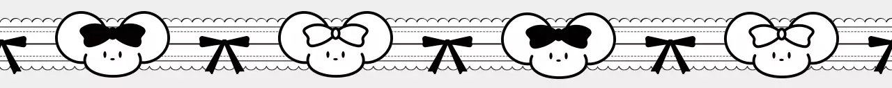 Objectos decorativos com ilustrações a preto e branco de personagens de ratinhos engraçados