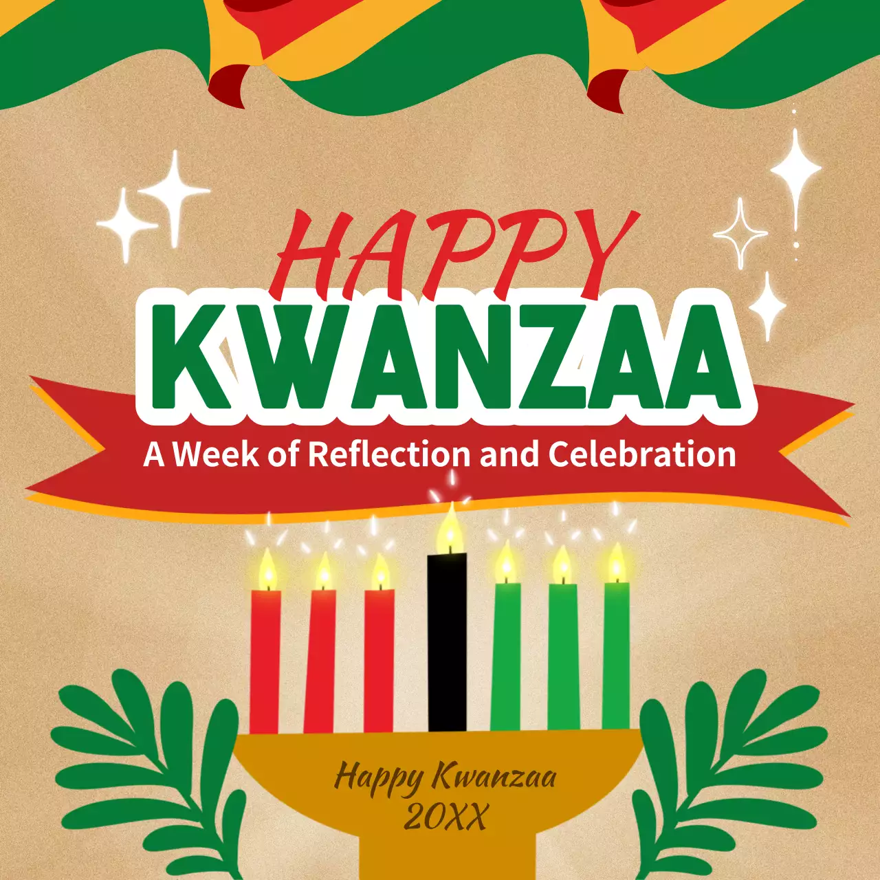 Beige Traditional Kwanzaa Invitation Social Media Post