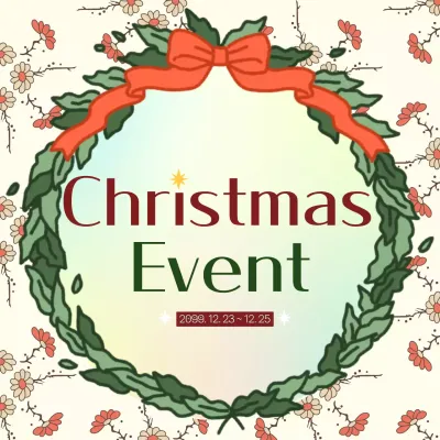 나뭇잎 리스를 중심으로 둔 크리스마스 이벤트 홍보용