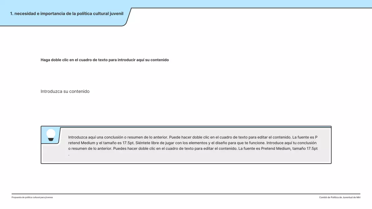 Una propuesta política con una ilustración limpia en azul claro y forma de punto índice.