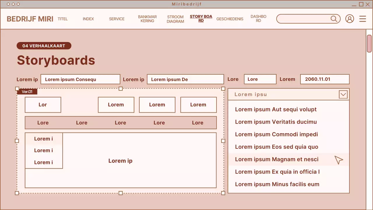 Eenvoudig ontwerp voor webpagina in beige en wit