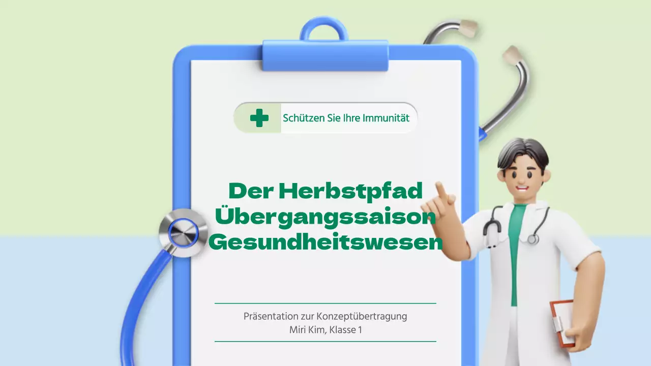 Einführung in das Konzept der saisonalen Gesundheitsversorgung mit 3D-Illustrationen in Chartreuse und Hellblau.
